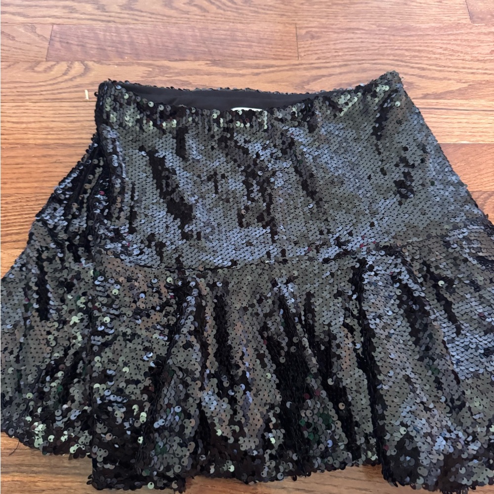 TCEC Black Sequin Bubble Mini Skirt